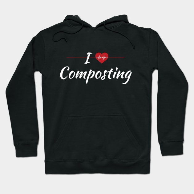 I Love Composting Cute Red Heart Hoodie by SAM DLS